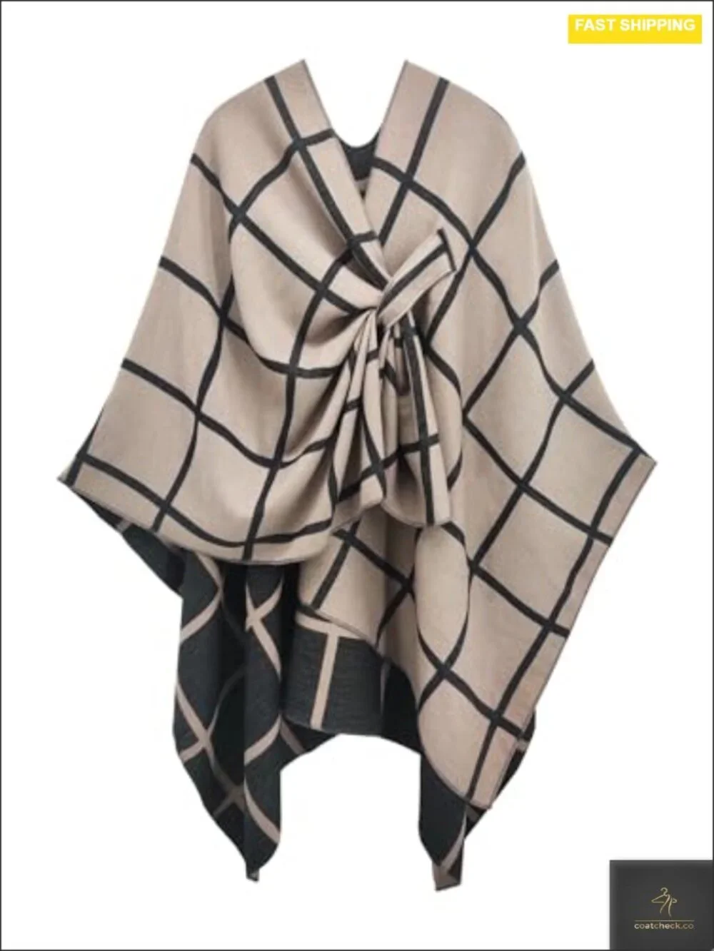 Womens Reversible Shawl Wrap Poncho Cape Cardigan Soft Open Front